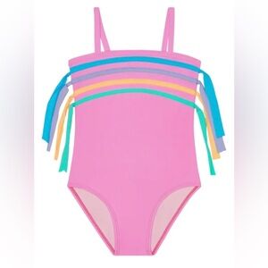BEACH LINGO EUC SZ 4/5 Pink Swimsuit with Colorful Tassels